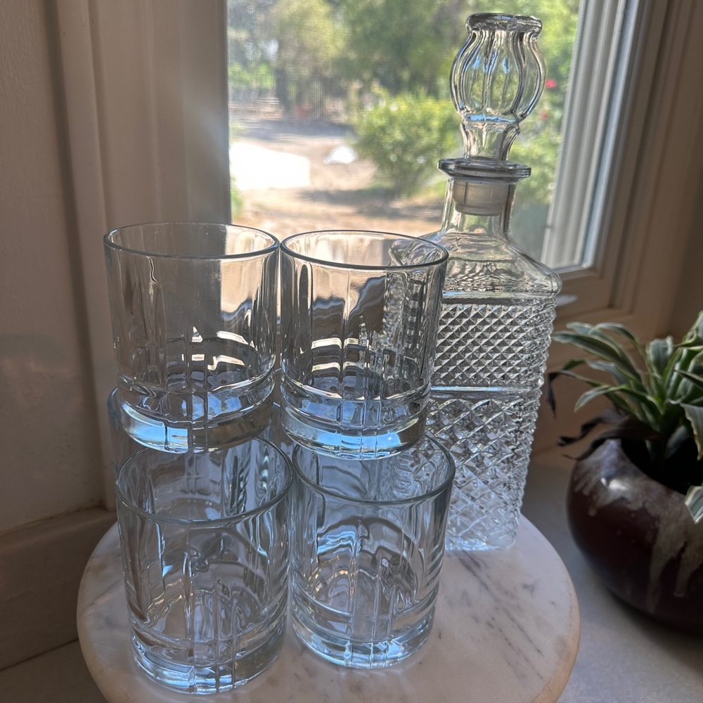 Vintage Glass Decanter and Tumbler Set with tray. Ralph Lauren style - Picture 2 of 11